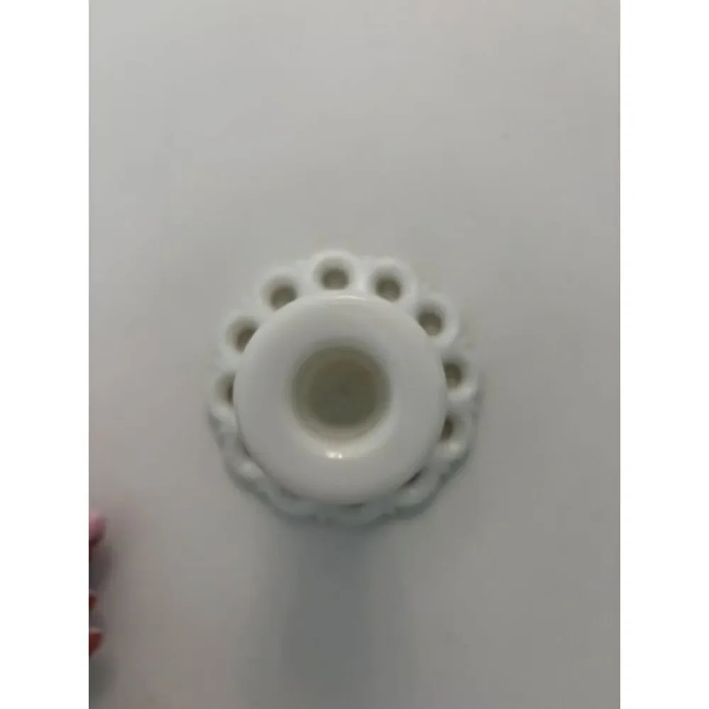 Westmoreland Doric lace milk glass candle holder